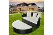 Costway Outdoor Round Sofa Daybed-Black,Retractable Canopy,Patio Furniture - Second Medium