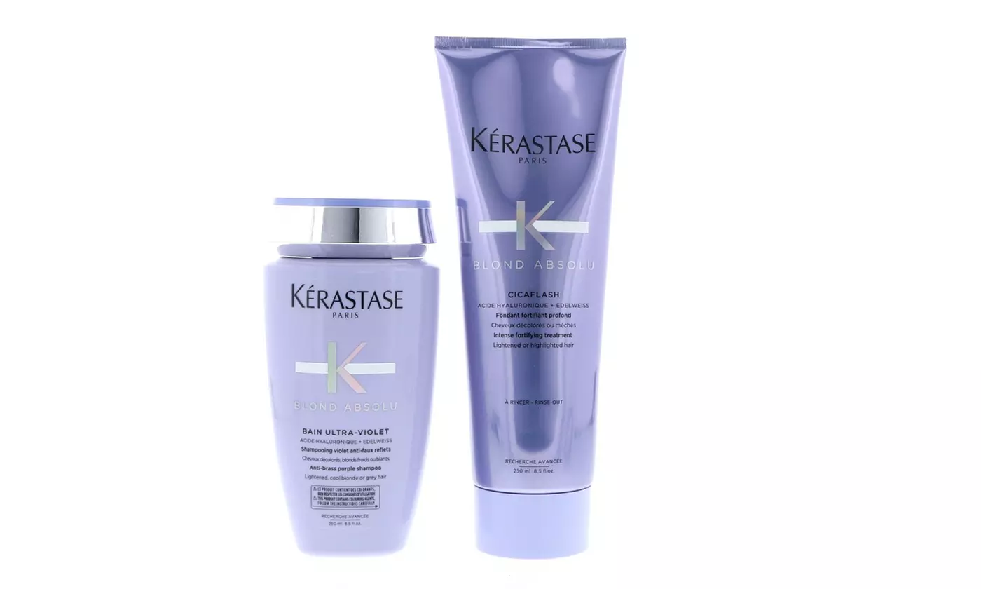 Kerastase Blond Absolu Bain Ultra-Violet Shampoo & Cicaflash Conditioner 8.5 oz