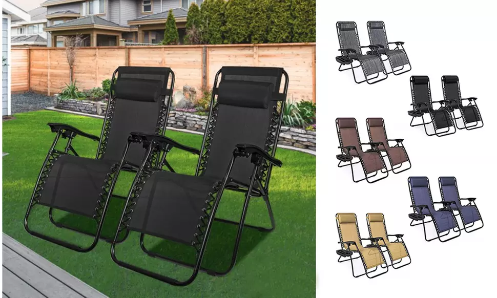 2 - Steel Mesh Zero Gravity Reclining Lounge Chairs - Primary Image