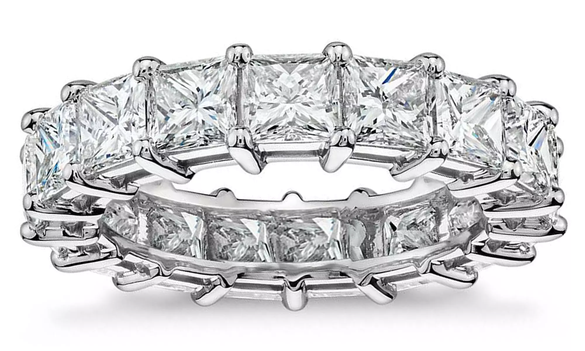 6 CTTW Princess Cut Cubic Zirconia Eternity Bands 