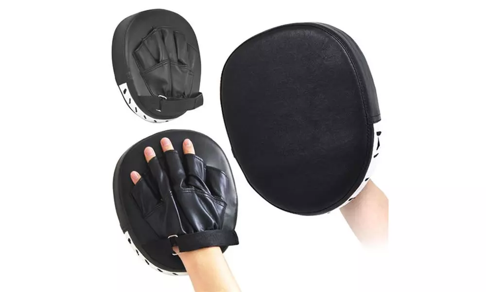 2 PCS PU Black Leather Boxing MMA Punching Mitts Training Target - Primary Image