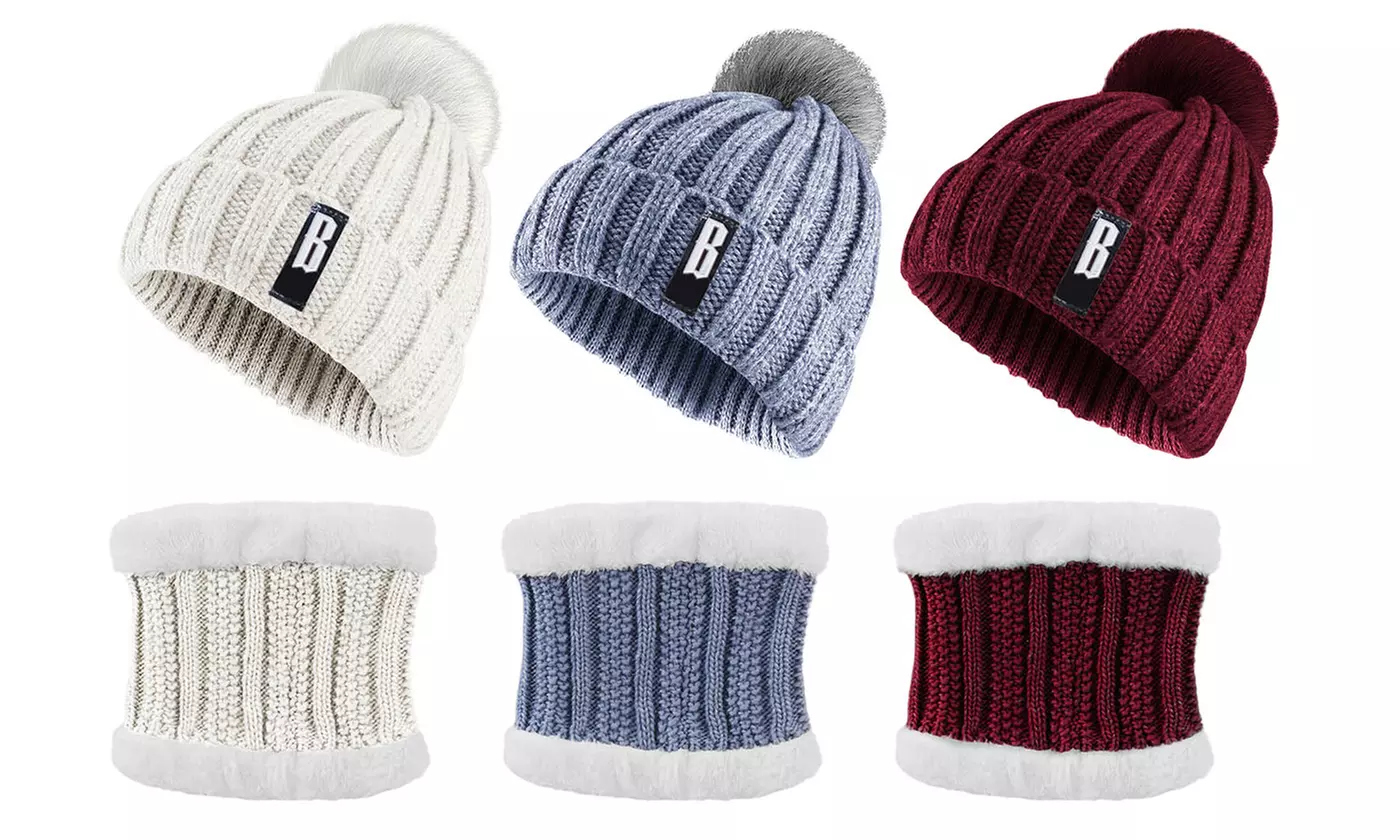 N'POLAR Women's Winter Beanie and Scarf Set Cozy Knit Hat and Neck Warmer Duo