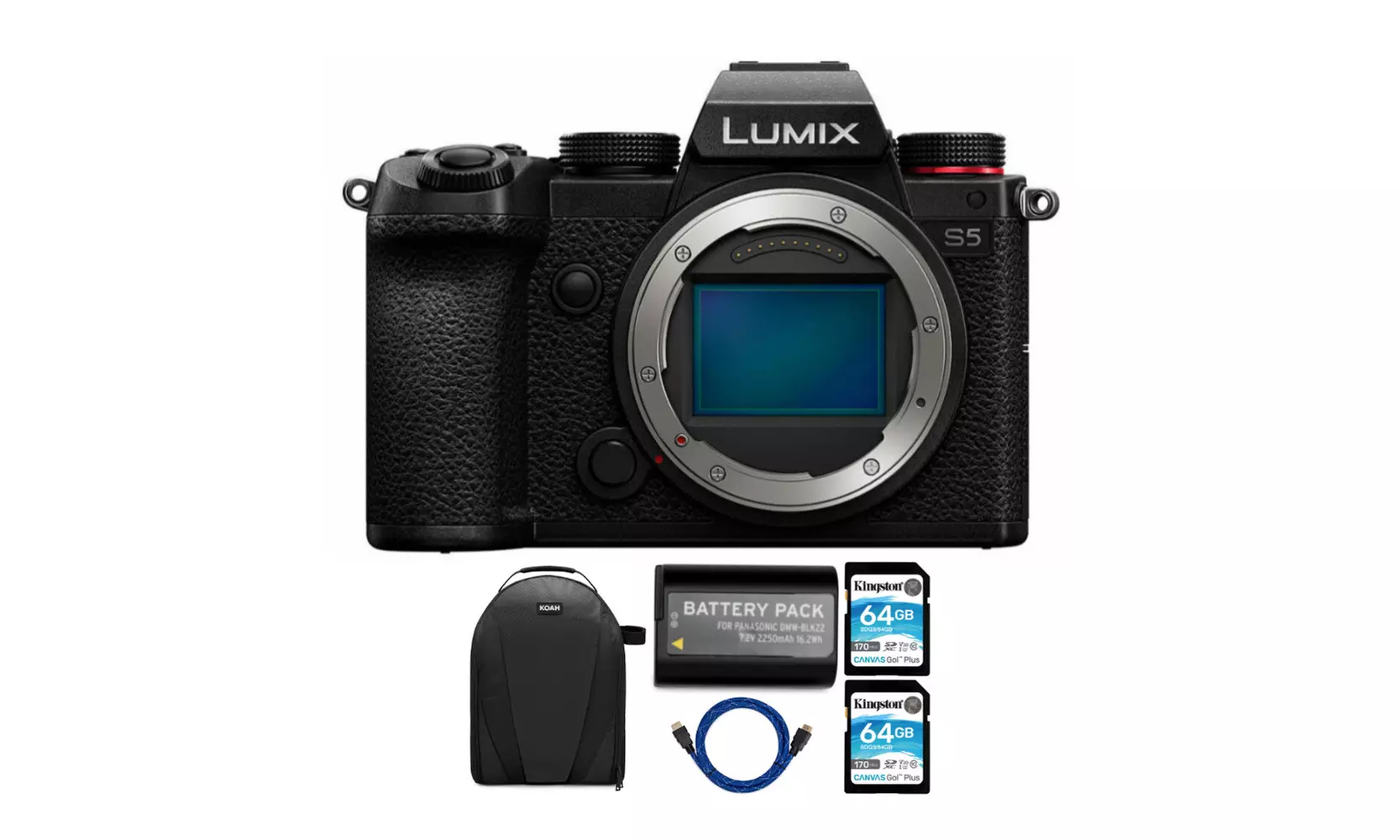 Panasonic LUMIX S5 4K Mirrorless Full-Frame L-Mount Camera (Body Only) Bundle - Primary Image