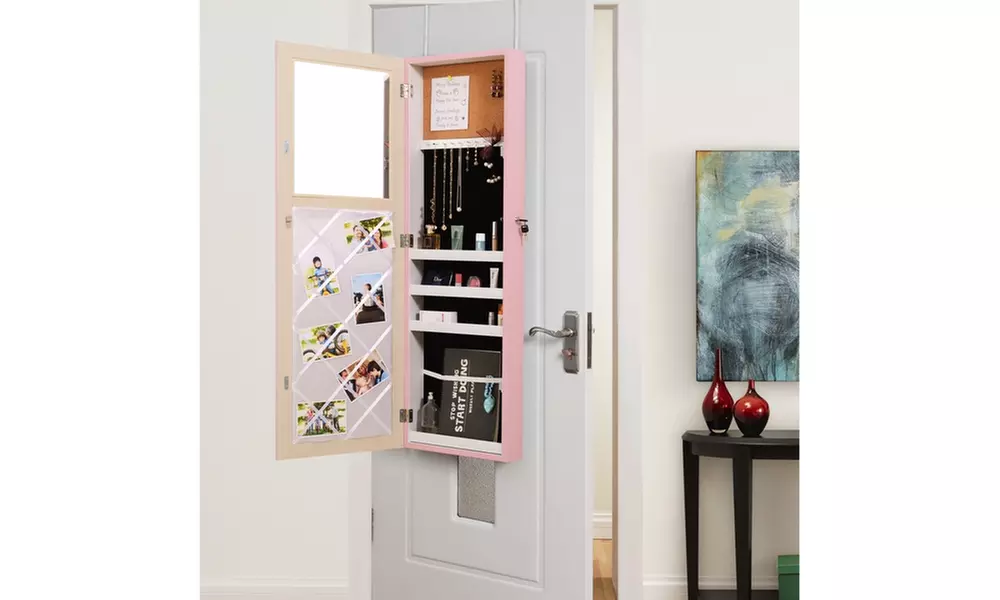Inspired Home Evania Over-the-Door Jewelry Armoire Makeup Storage Organizer - Primary Image