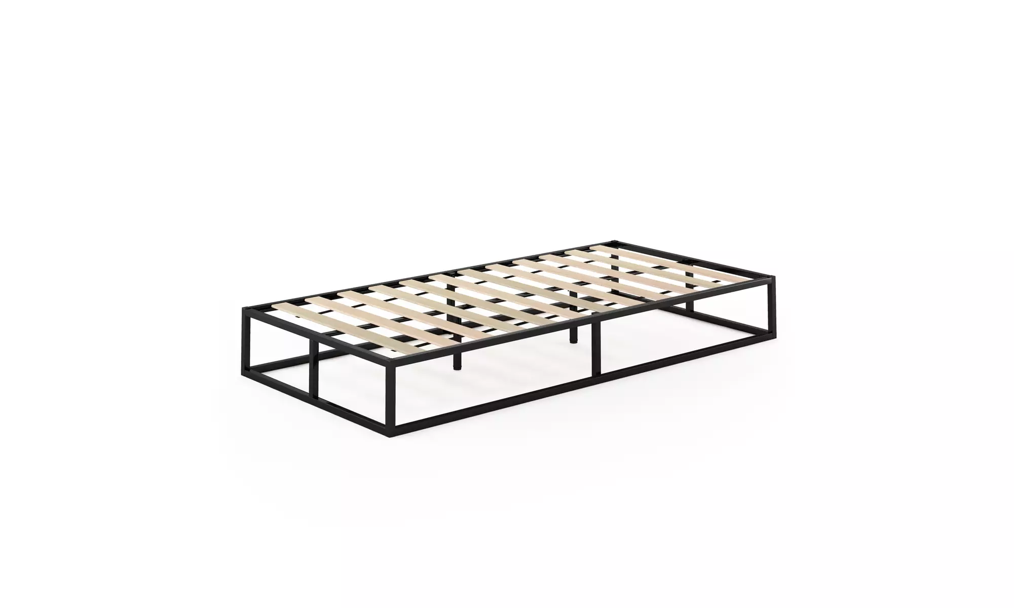 Furinno Angeland Monaco Metal Bed Frame Foundation with Wooden Slats, Twin - Primary Image