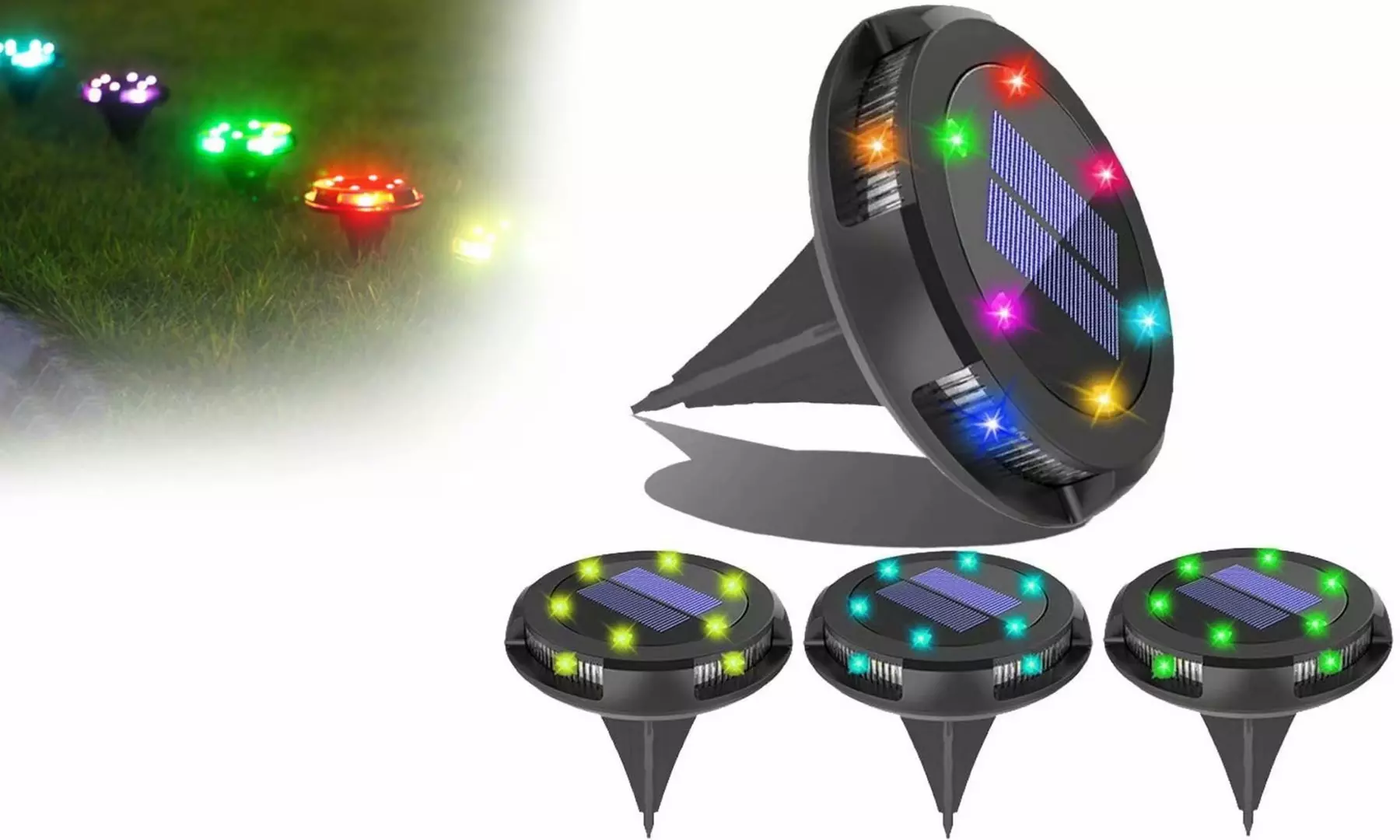 Solar Light Outdoor Solar Ground Lights 10 LED Multi-Color Solar Ground Lights - Primary Image