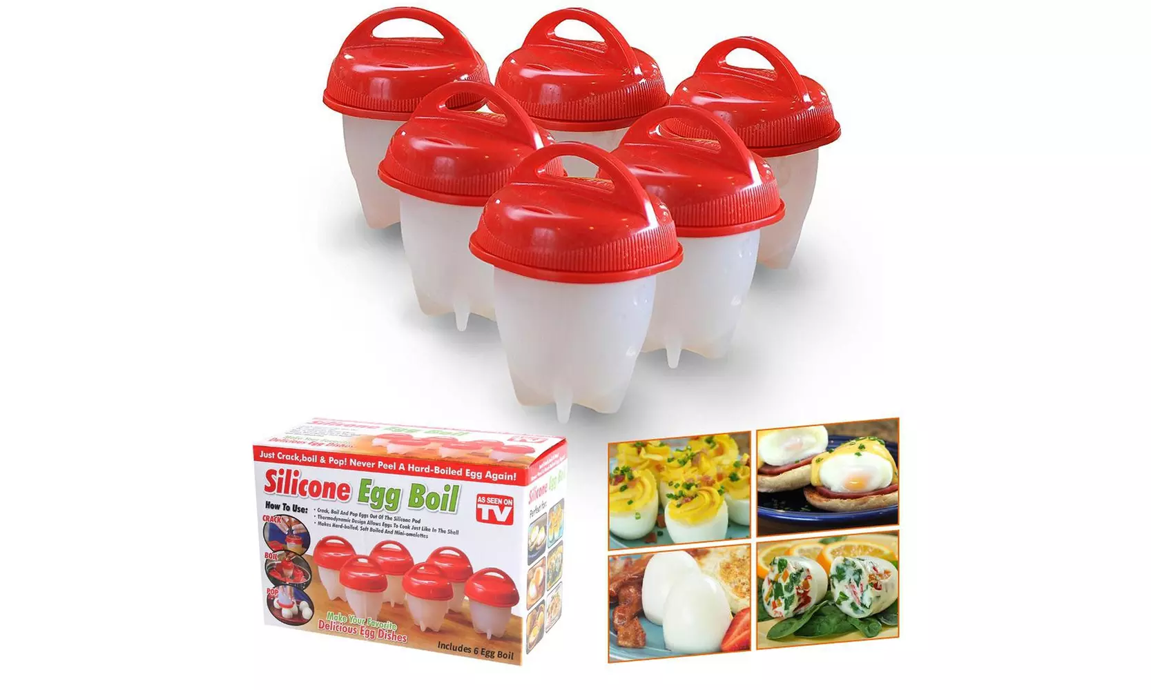 Eggletes Maker 6 Pack Egg Cooker - Hard Boiled Eggs without the Shell Eggies - Primary Image