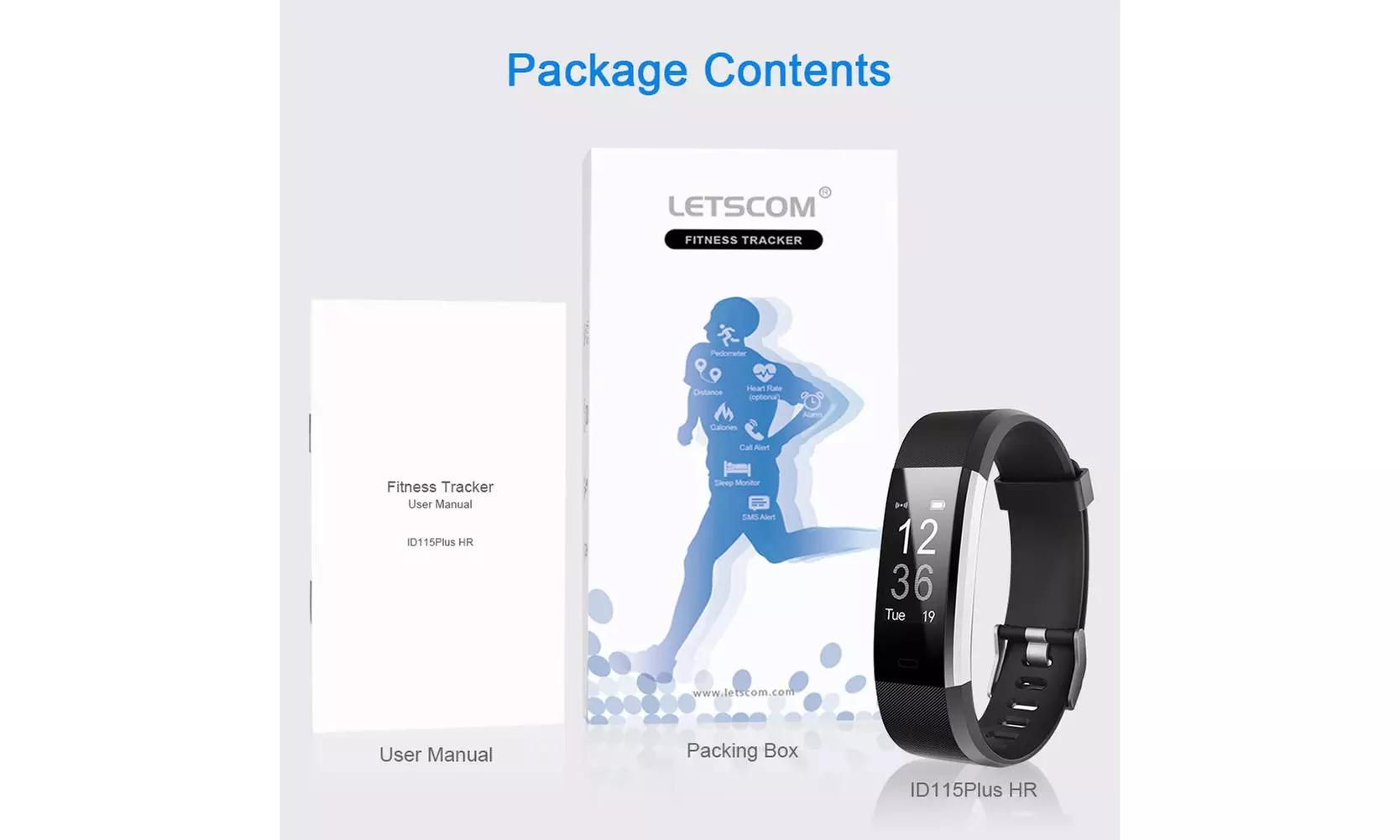 LETSCOM Fitness Tracker HR, activity tracker watch with heart rate monitor - Second Medium