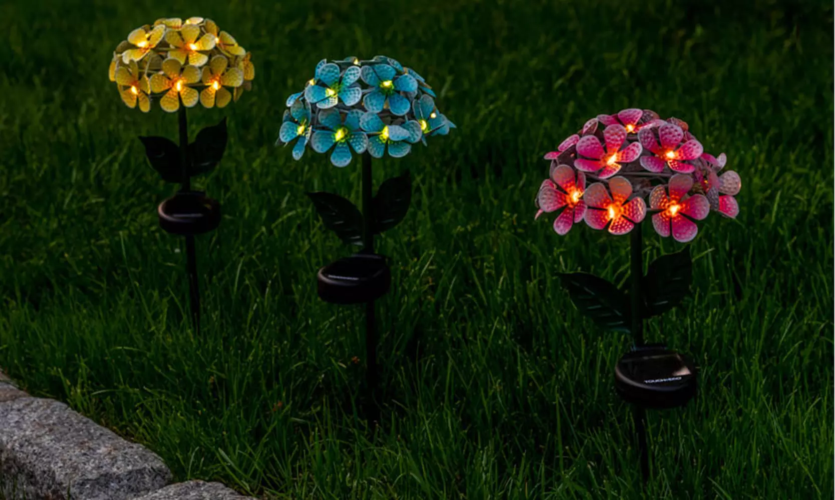 Touch Of ECO Solar LED Metal Flower Stake Lights(1-,2- or 3-Pack)