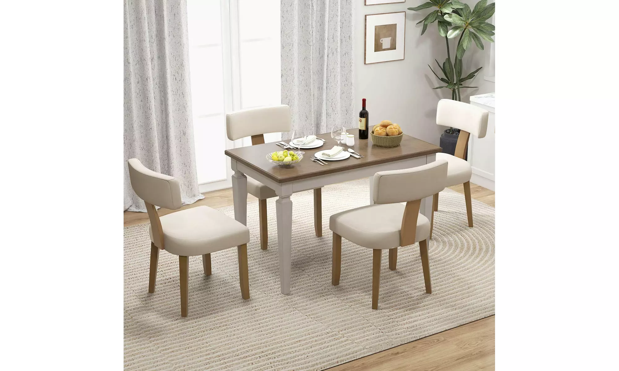 Costway 2/4 PCS Armless Dining Chairs w/ Curved Backrests & Padded Seat Cushions