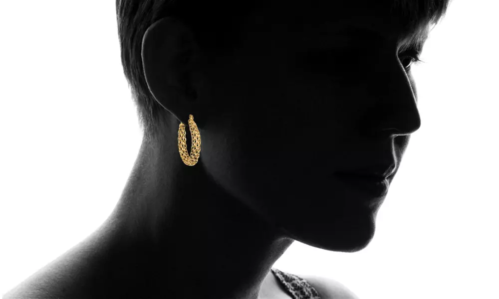 Gold Plated Cable-Link Oval Hoop Earrings