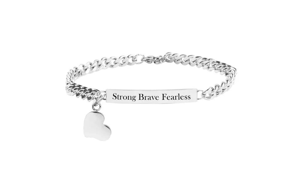 Solid Stainless Steel Inspirational ID bracelet by Pink Box - Second Medium