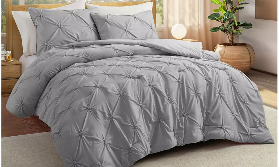 Peace Nest  2-3PC Pintuck Comforter Set