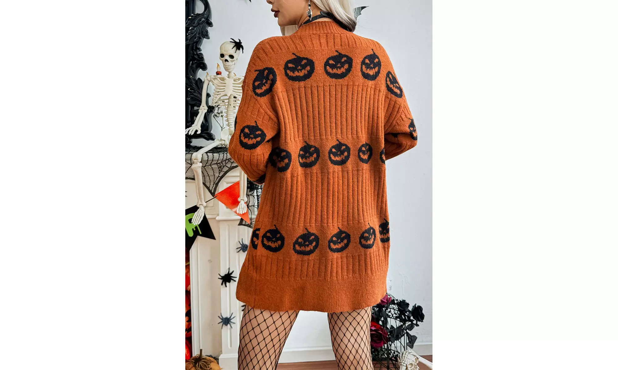 Love Kuza Creepy Cuddle Halloween Sweater Open Cardigan (S-XL)
