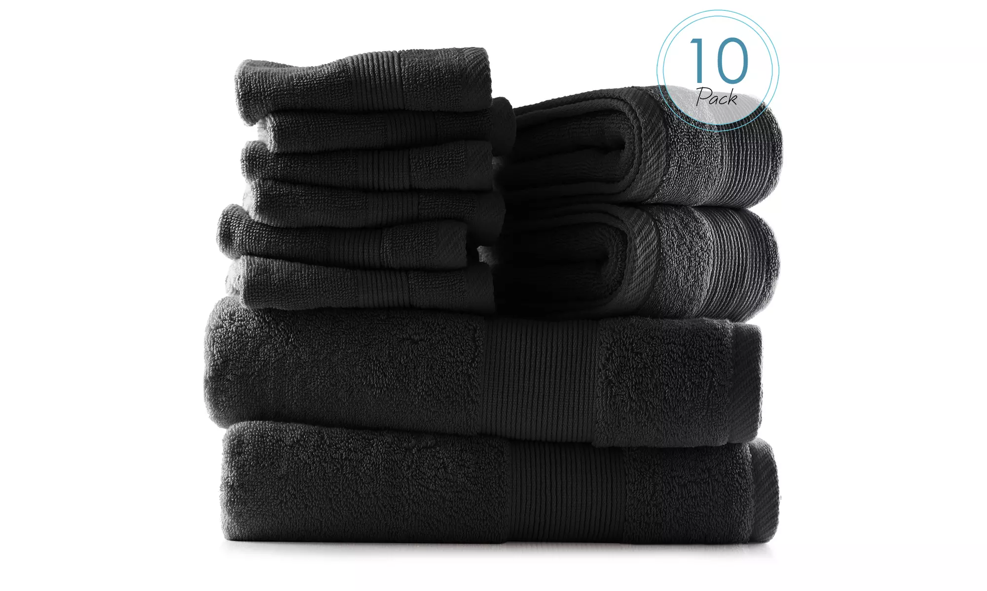 Hearth & Harbor Towels -100% Cotton Set of 10 ; 2 Bath, 2 Hand and 6 Washcloths