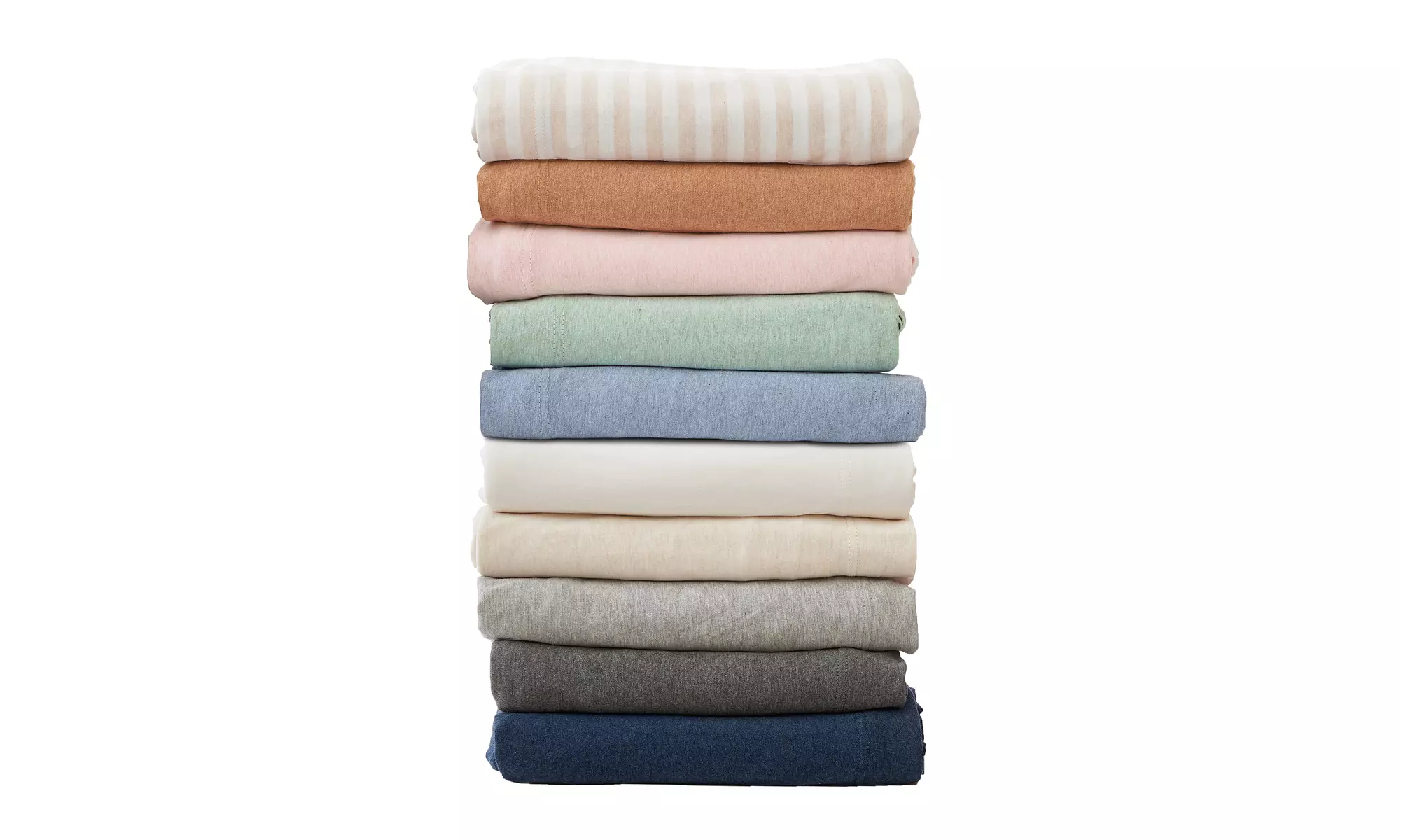 FreshFolds Ultra-Soft Cotton Heathered Melange Jersey Knit Sheet Set