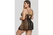 Women's Black/Red Leopard Animal Print Floral Lace Plus Size Chemise - Second Medium