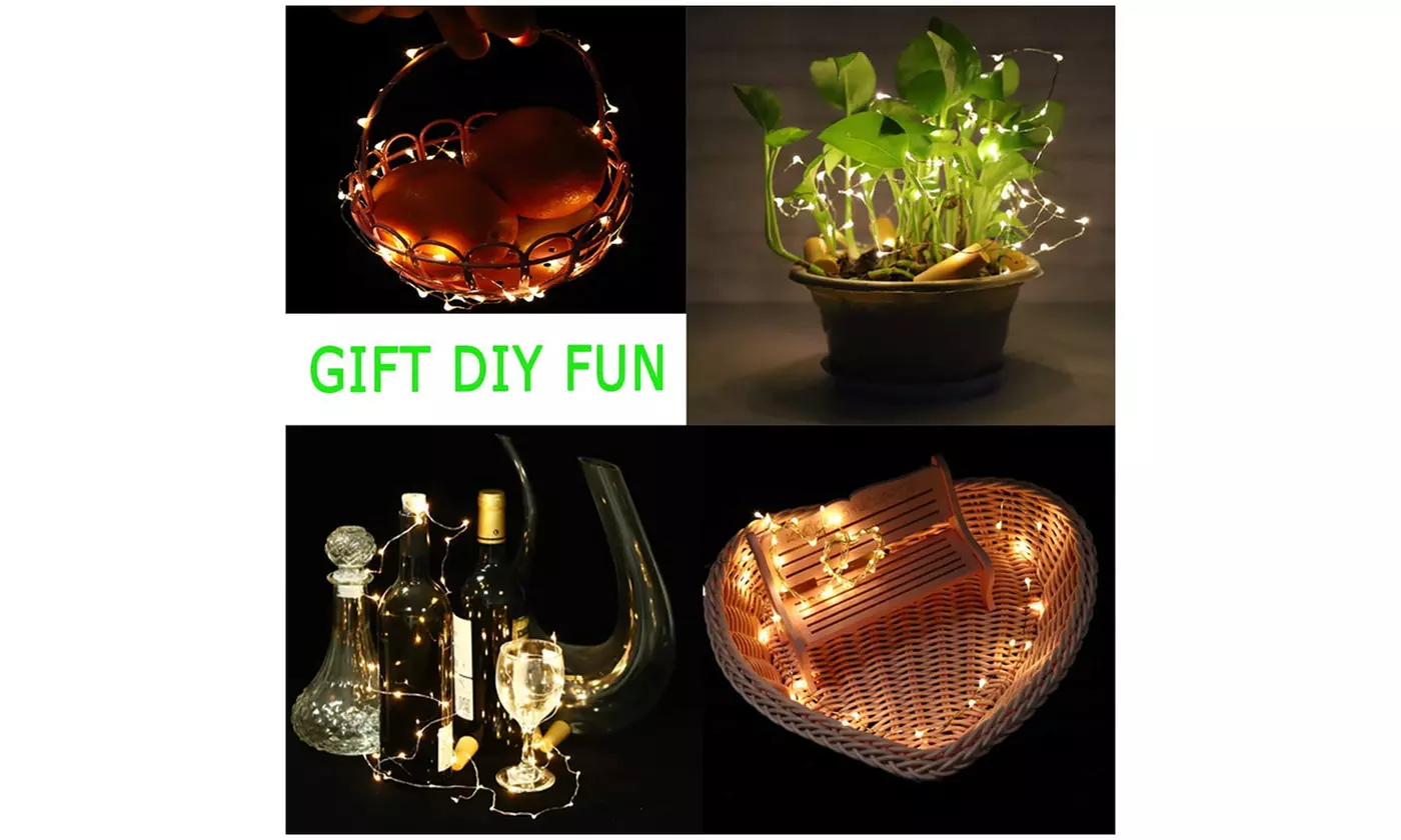 10 Pack 15/20 LED Wine Bottle Lights with Cork Fairy Mini String Lights