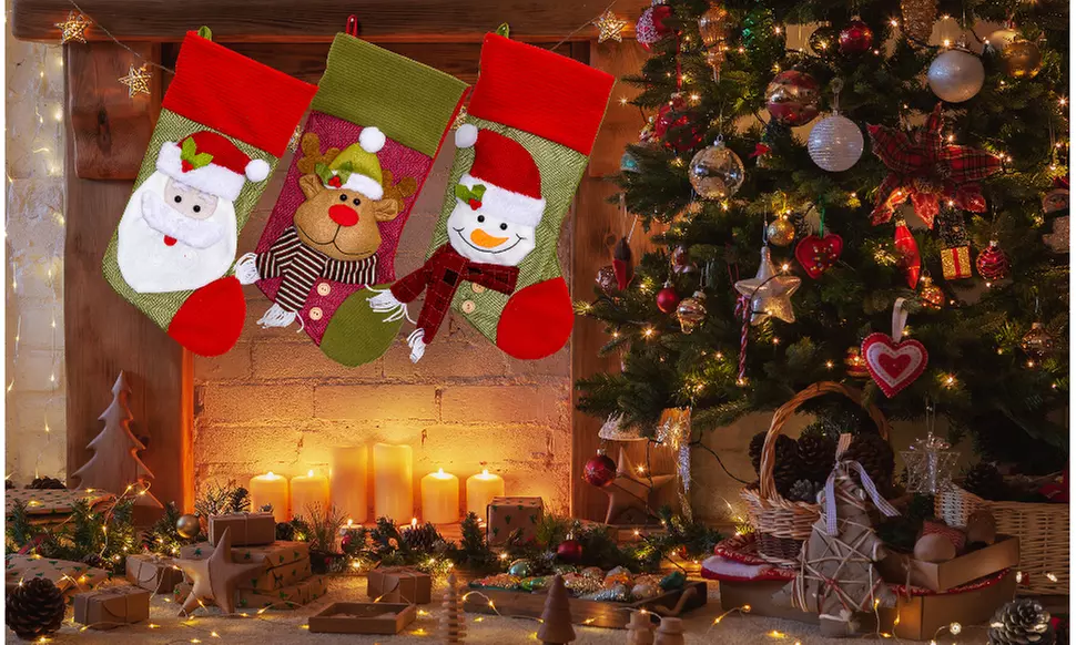 Jolly Christmas Stockings 2-Pack or 3-Pack Festive Holiday Décor