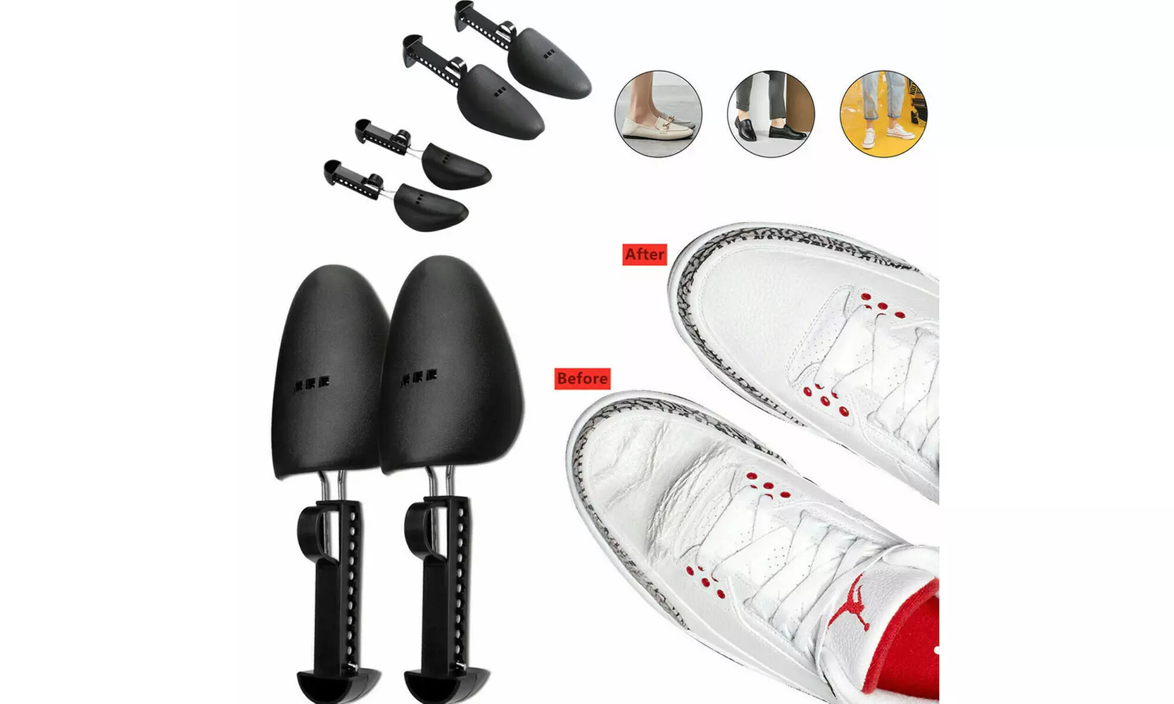 US 2-4 Pairs Adjustable Stretcher Tree Keepers Shoe Holder Fixed Support Shaper