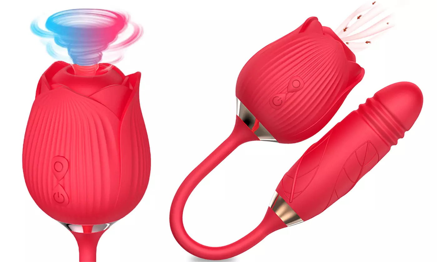2 In 1 10 Mode Rose Clitoris G-spot Vibrator 