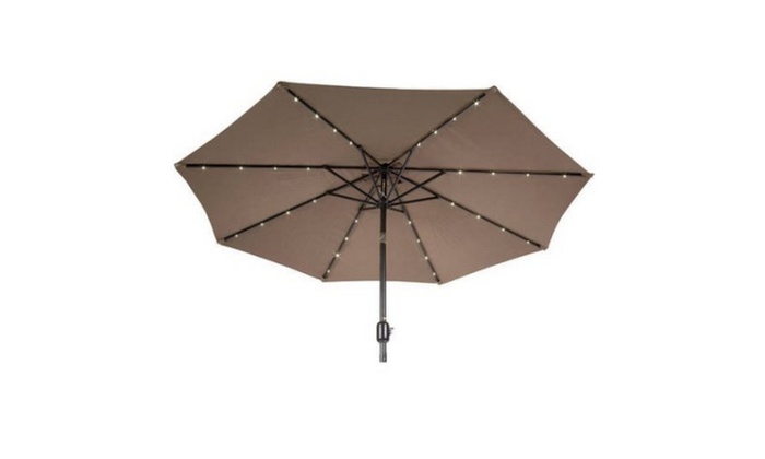 Up To 29 Off On 9 Deluxe Solar Powered Led L Groupon Goods 9 Deluxe Solar Powered Led Lighted Patio Umbrella