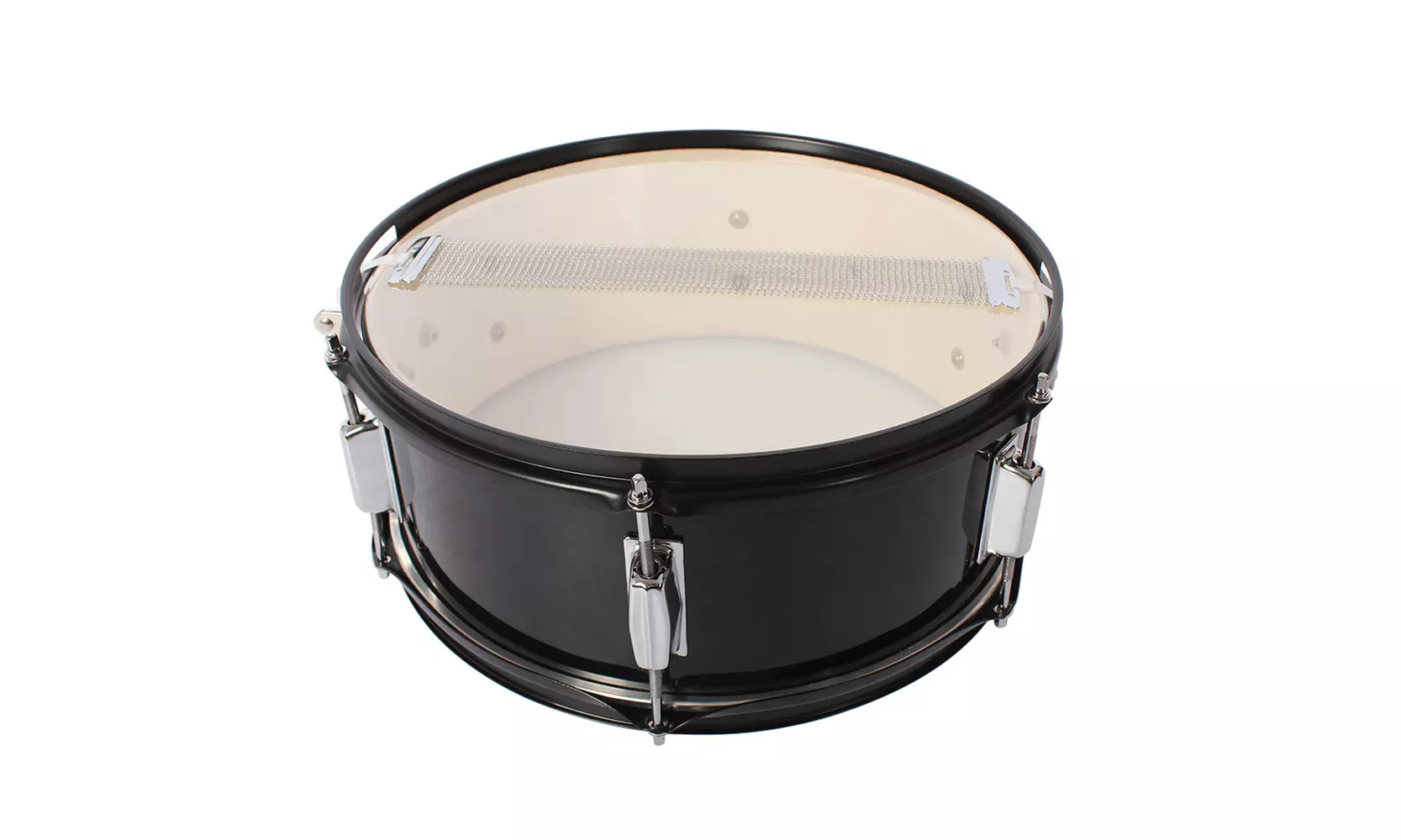  Professional Marching Snare Drum & Drum Stick & Strap & Wrench Kit Black - Second Medium