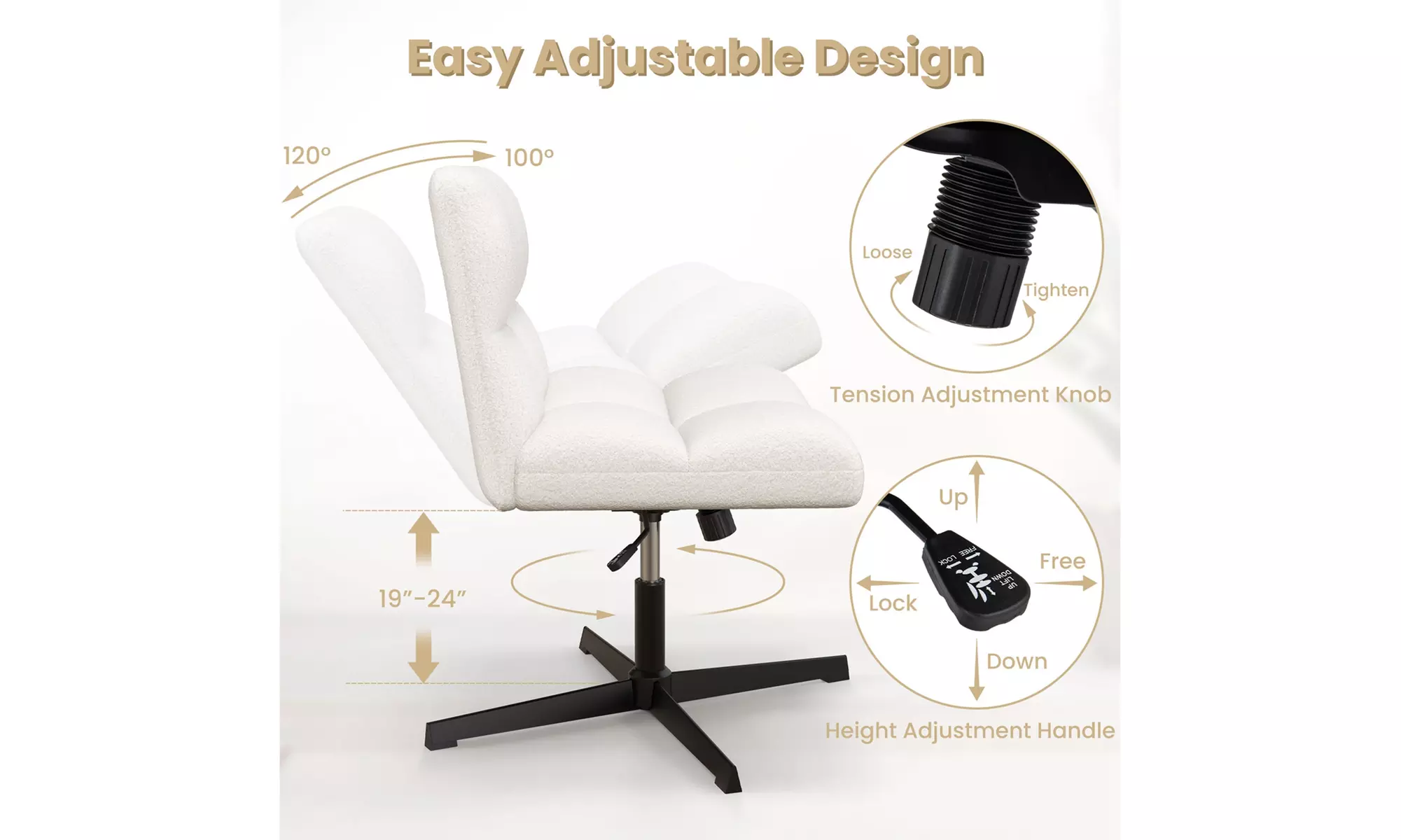 Costway Armless Swivel Office Chair