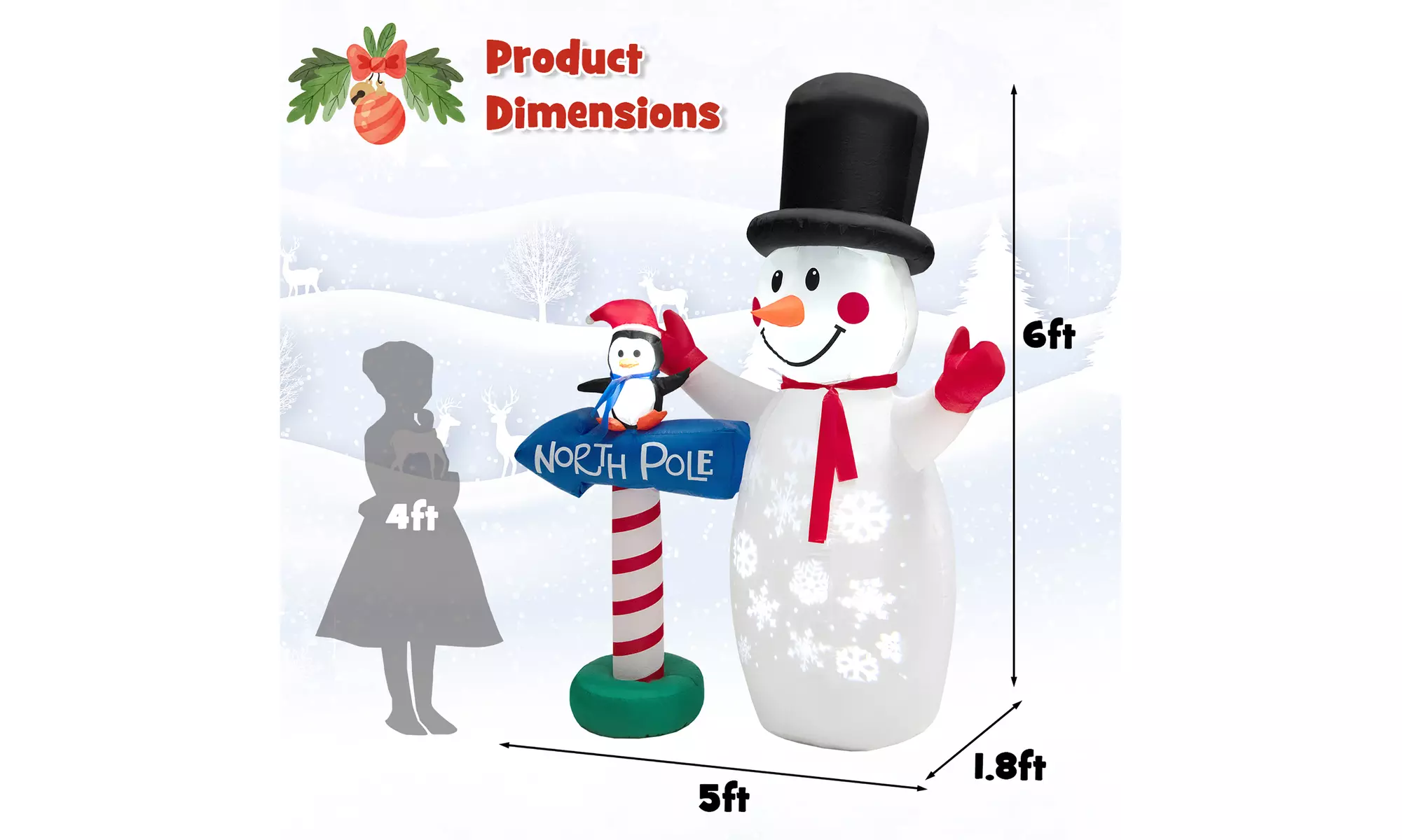 Costway Christmas Inflatable Snowman Penguin or Archway w/ Santa Claus & Snowman