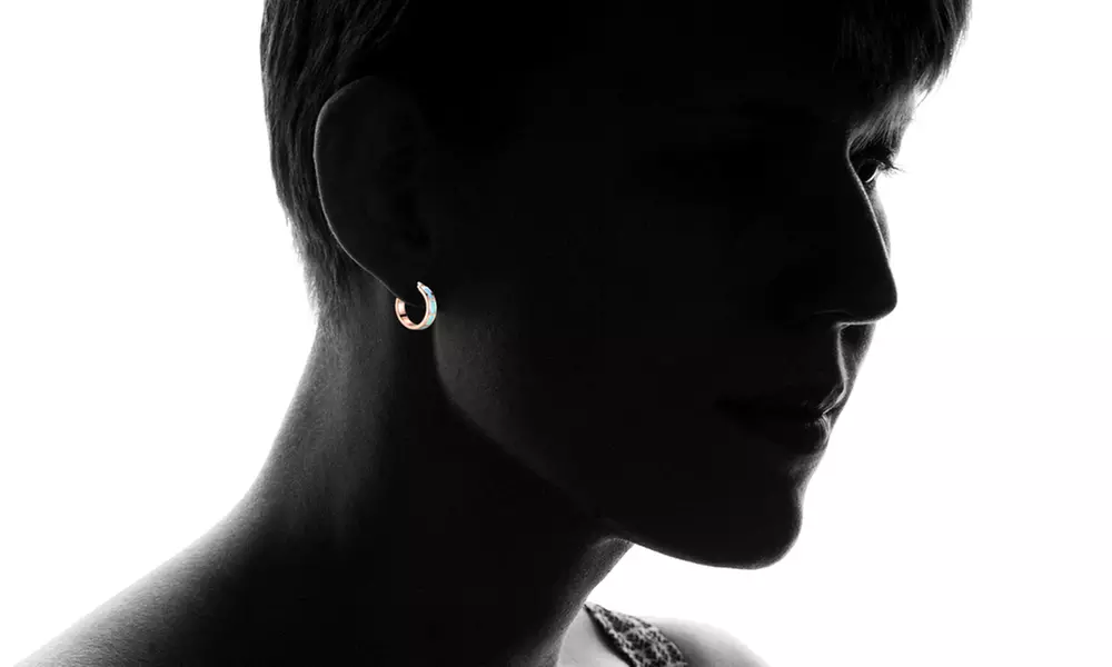 Rose Gold & Fire Opal Hoop Earrings By Peermont - Second Medium