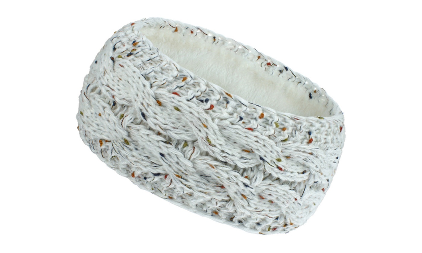 Winter Fuzzy Fleece Lined Thick Knitted Headband Headwrap 
