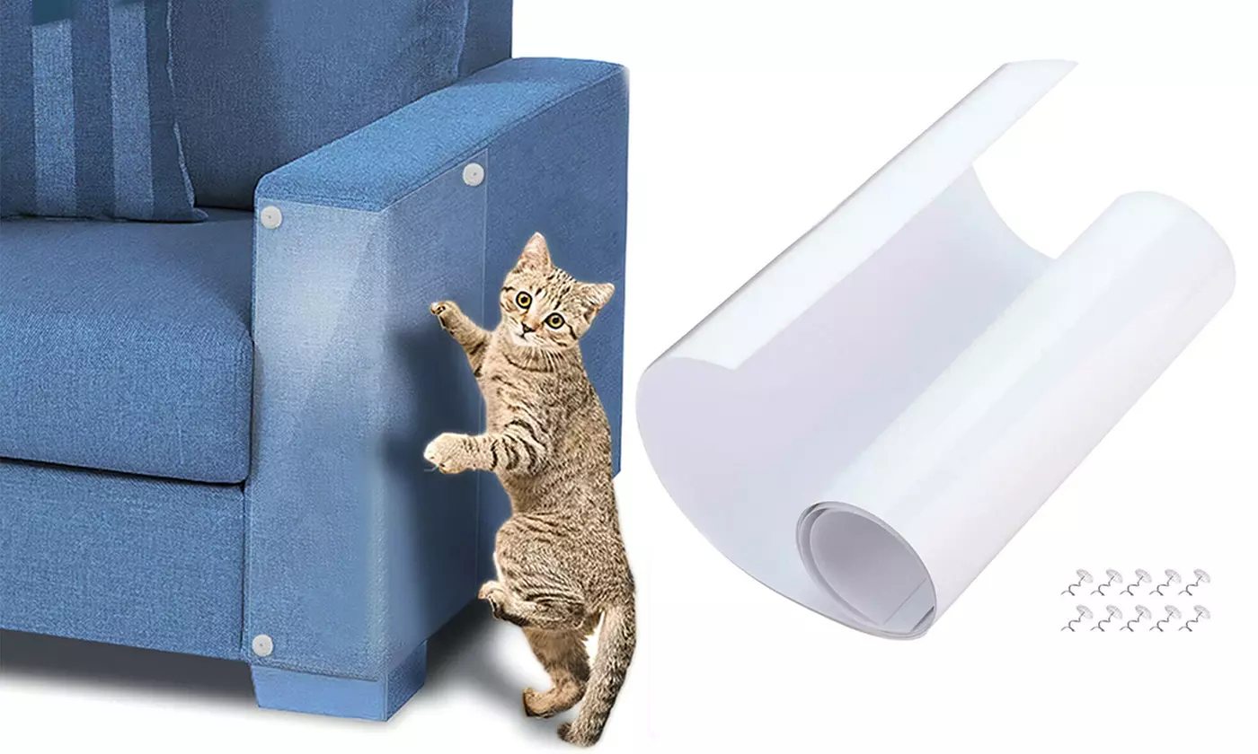 8 Pack Clear Anti-cat Scratch Couch Furniture Protectors Guards Tape - Primary Image