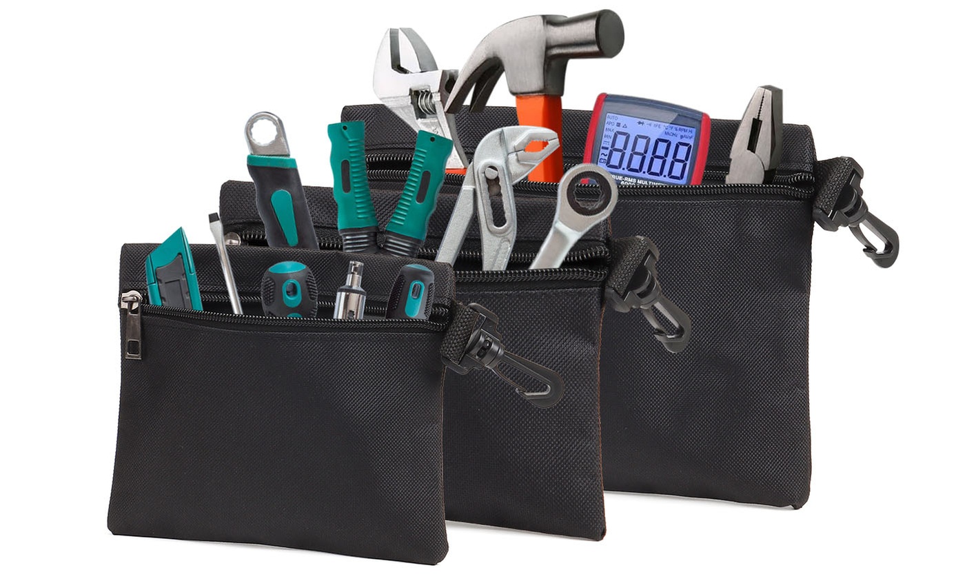 3 Pack Portable Water-Resistant Tool Pouch Zipper Bags