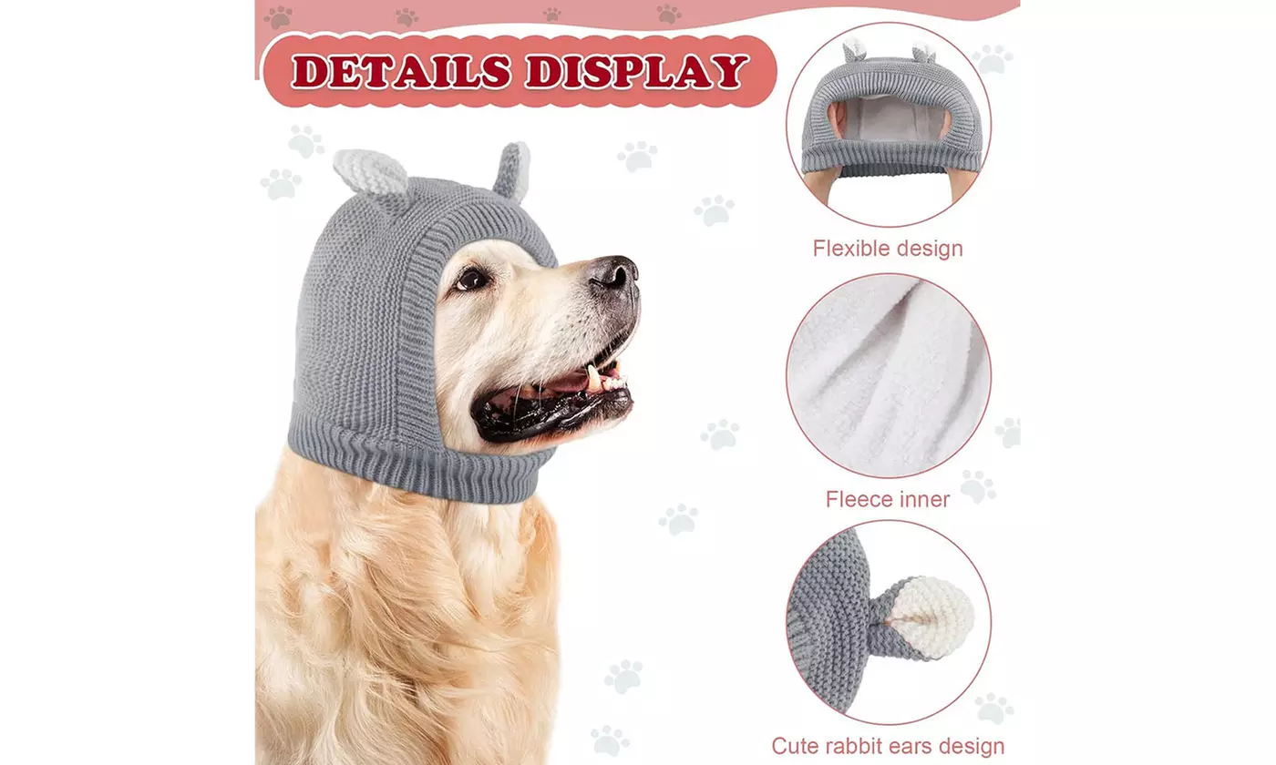Winter Warm Ear Muffs Noise Protection Knitted Hats Head Wrap for Dogs
