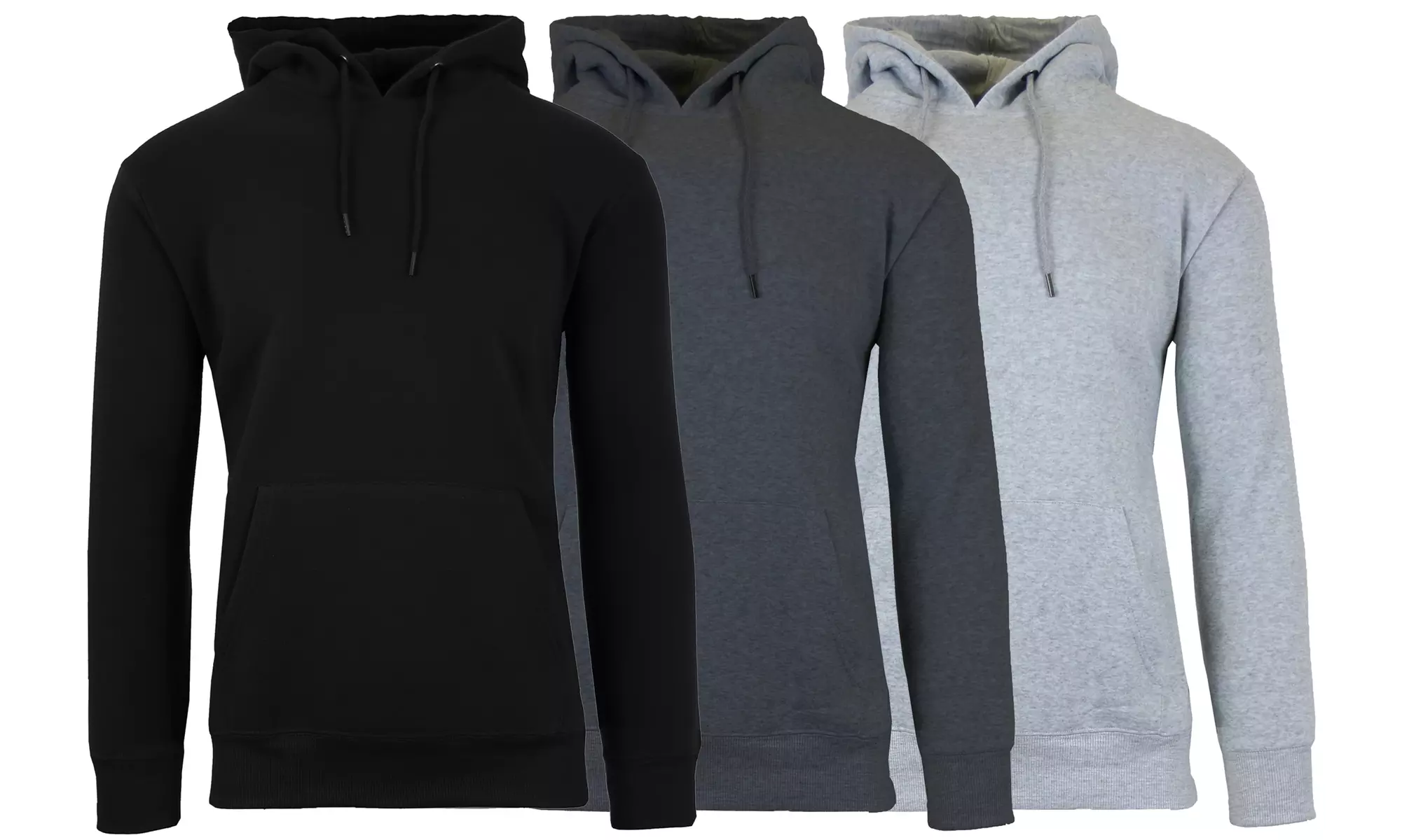 3-Pack Men's Classic Fleece Pullover Hoodie (Sizes, S-2XL)