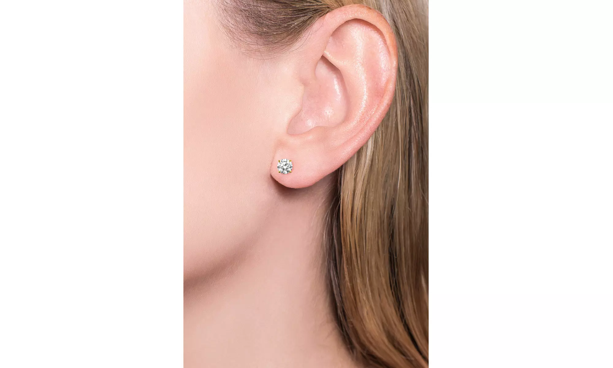 18K Gold Over Sterling Silver Classic Solitaire Stud Earrings by Sophia Lee