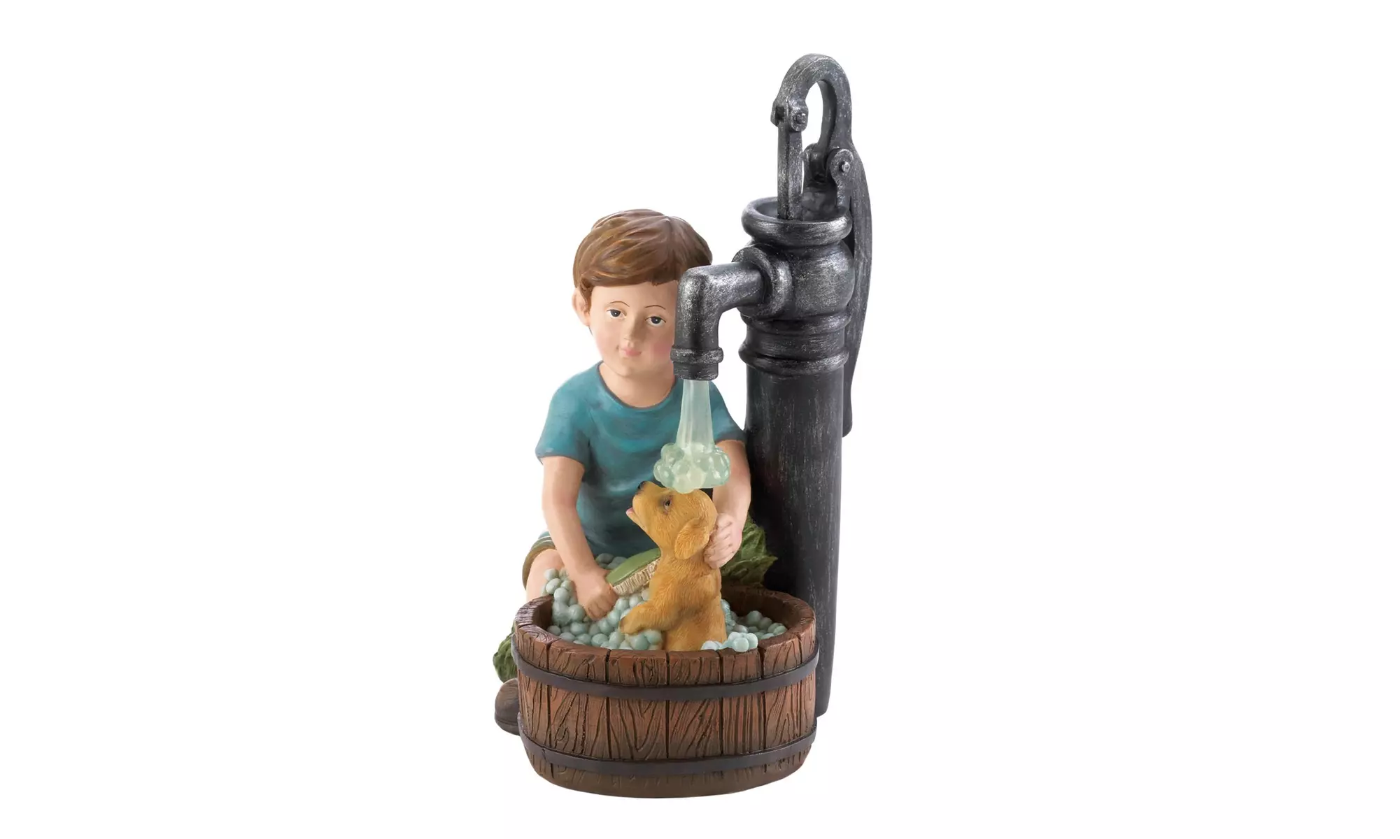 Boy and dog solar garden statue - Primary Image