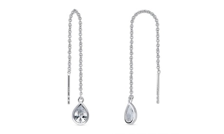 Teardrop Crystal Threader Pull Through Earring Made With Crystals From Swarovski Brass Crystal