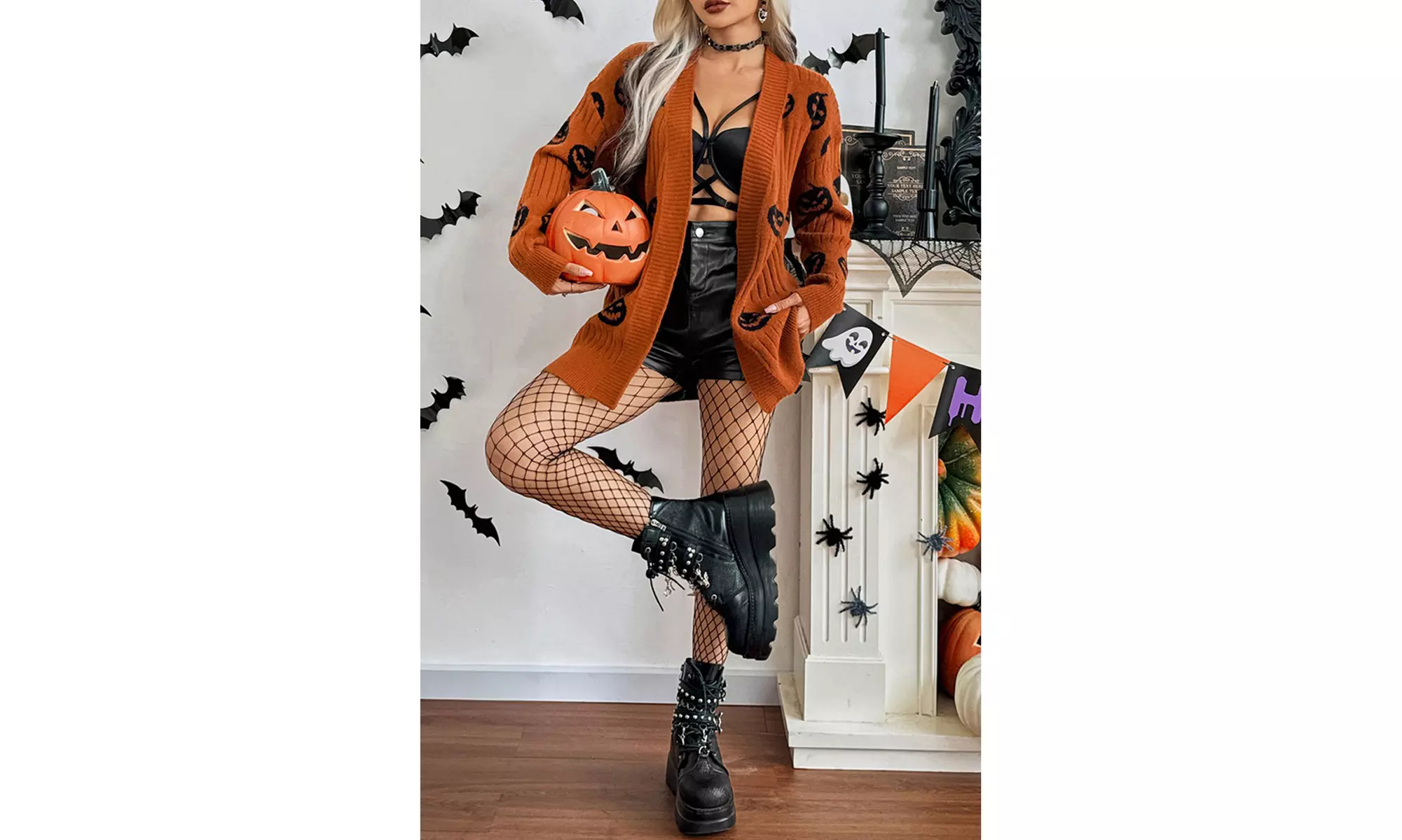 Love Kuza Creepy Cuddle Halloween Sweater Open Cardigan (S-XL)