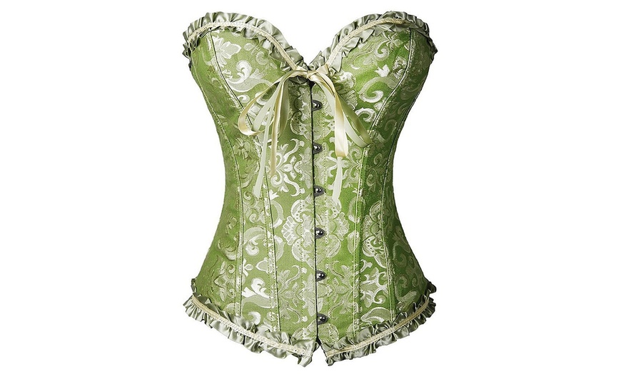 Image 1: Blue and Green Floral Corsets