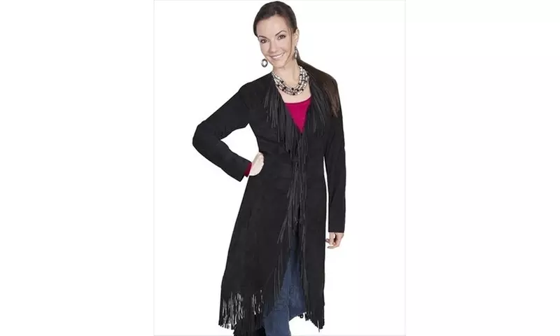 Scully L19-19-XS Womens Leather Coat - Black Boar Suede Extra Small - Second Medium