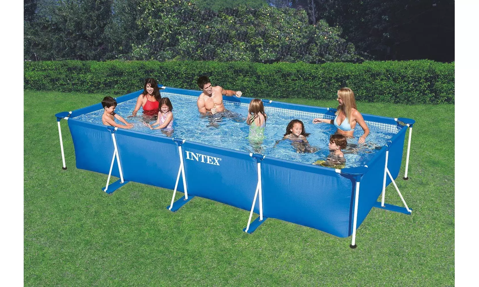Intex 14.75ft x 33In Rectangular Frame Outdoor Above Ground Swimming Pool - Second Medium
