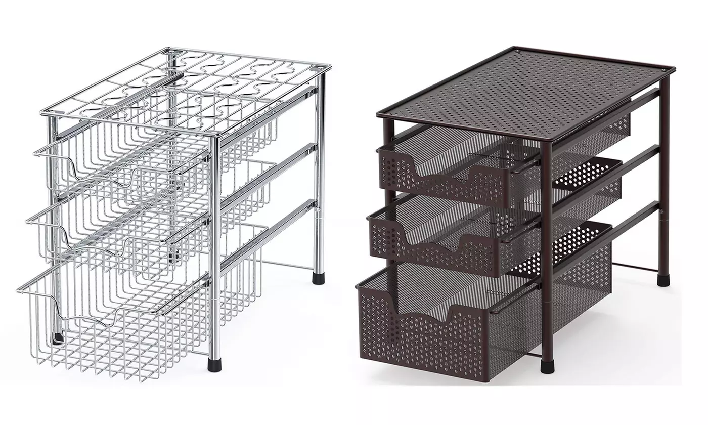 Stackable 3 Tier Sliding Basket Organizer Drawer - Primary Image