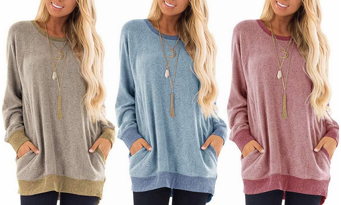 tunic sweatshirt with pockets