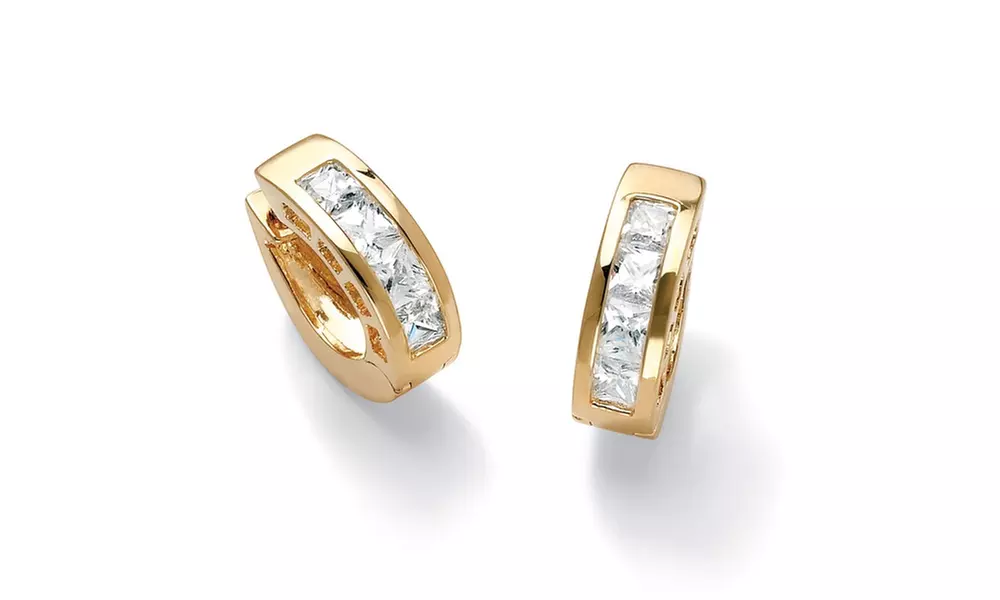 14K Yellow 2024 Gold Cubic Zirconia Earrings, app. 3/4 ct. tw.