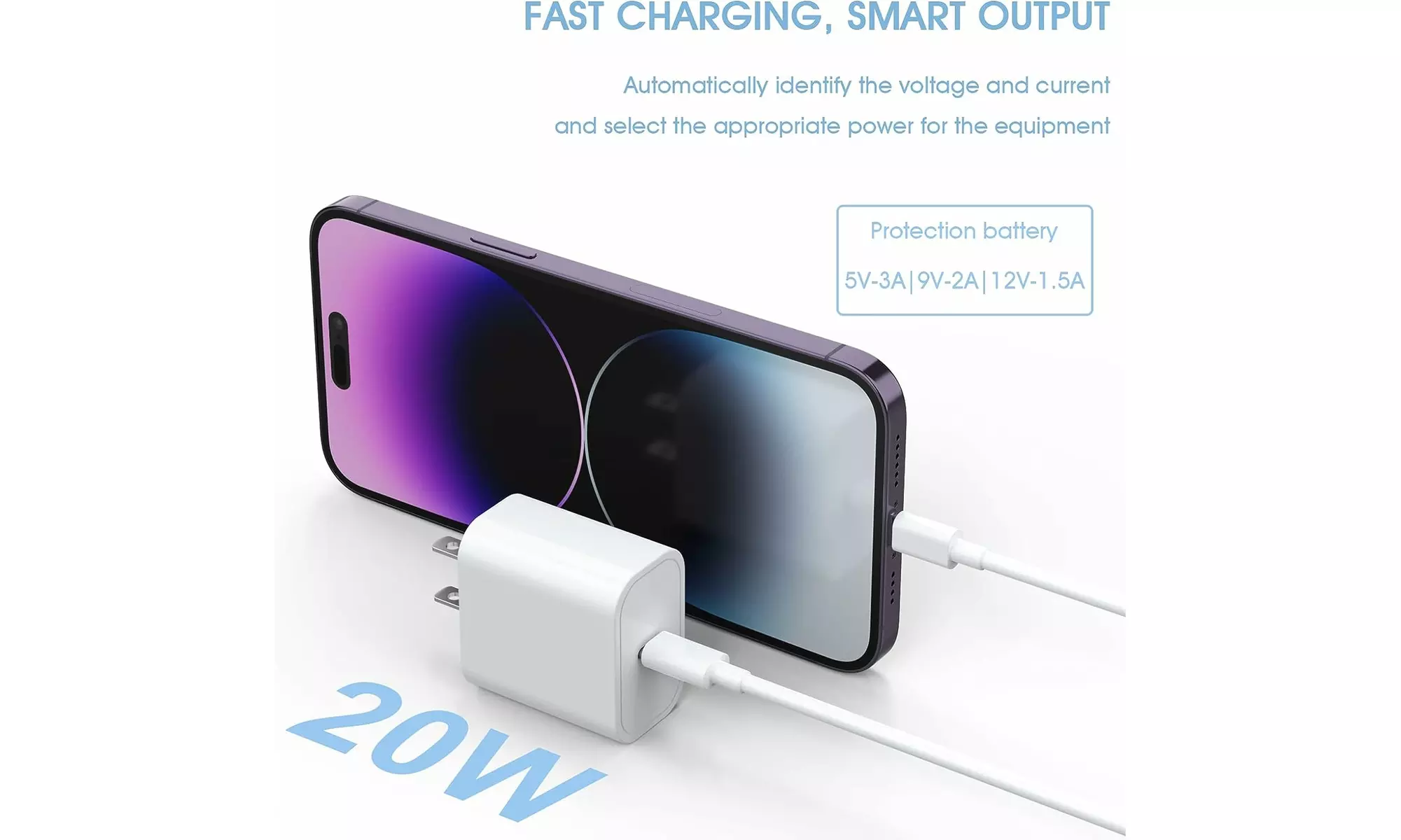 20W USB C Fast Charger Type C Power Adapter iPhone 15 Pro Max Wall Charging Plug