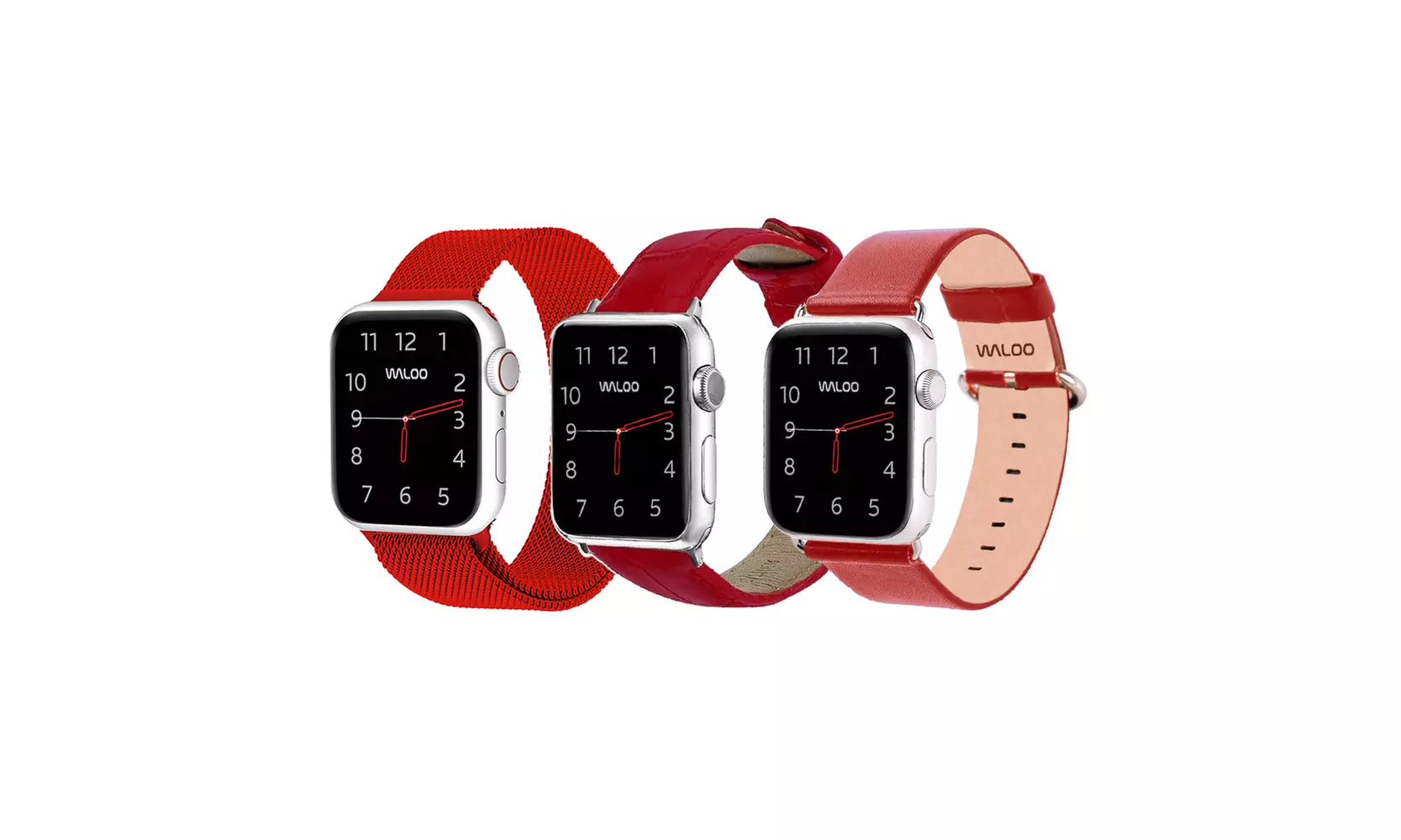 Waloo Milanese, Leather Grain & Crocodile Leather Apple Watch Band Bundle - Second Medium