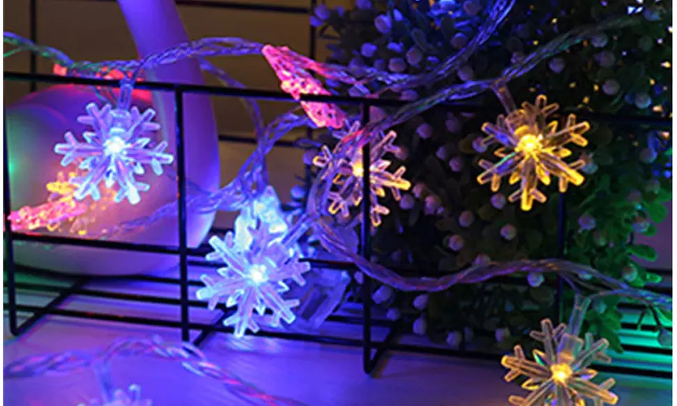 Battery Operated LED Snowflake Fairy String Lights - Second Medium