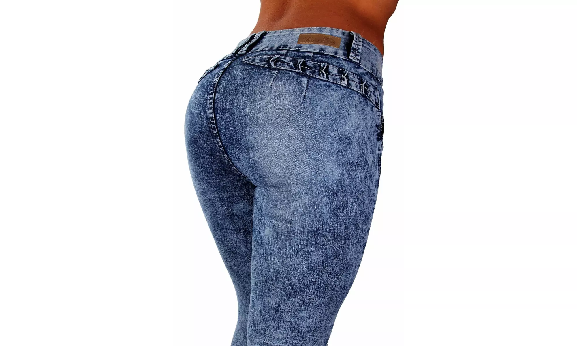 G675P Plus Size Colombian Design Bottom Lift Ripped Skinny Jeans - Primary Image