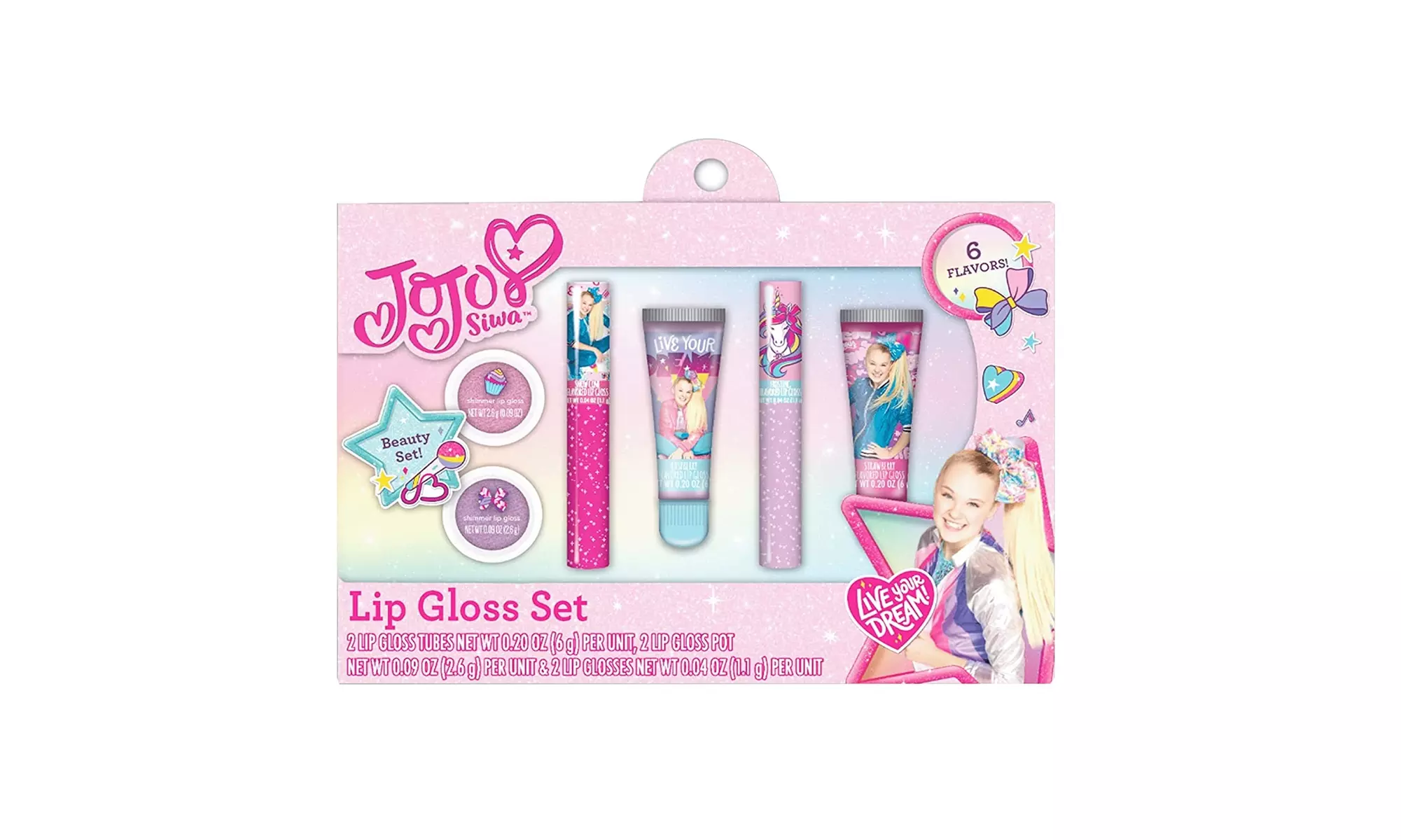 aste Beauty JoJo Siwa Lip Gloss, Flavored Tinted Lip Gloss Set, 6 Pieces - Primary Image